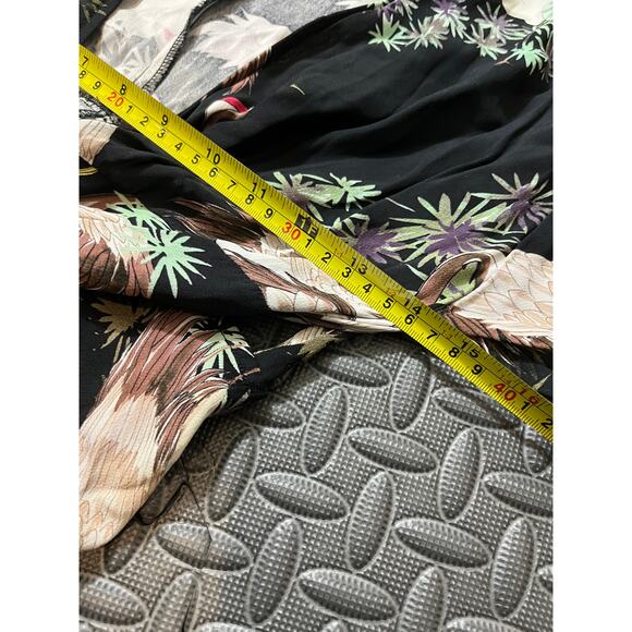 ZARA‎ Woman Women's Kimono Wrap Black Crane Hi Low Dress Blogger Favorite Medium - Picture 12 of 14